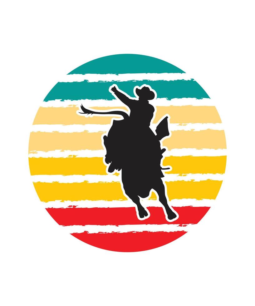 Cow Retro Sunset Design template vector
