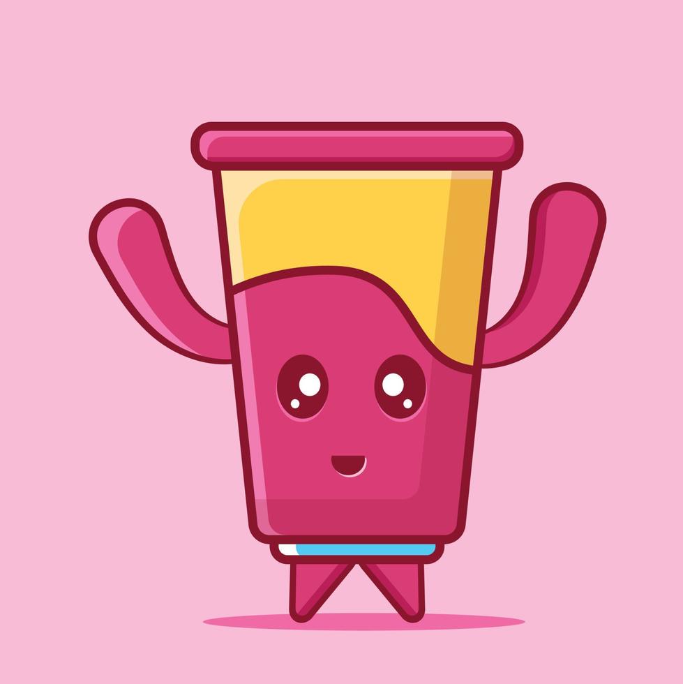 Cute yogurt drink mascot with smile gesture isolated cartoon vector illustration