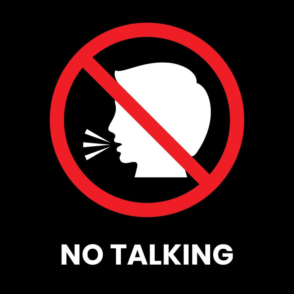 No Talking Sign Sticker man clip art with text inscription on isolated background vector