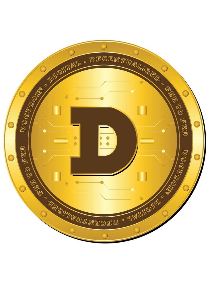 Dogecoin crypto currency symbol with golden colour vector