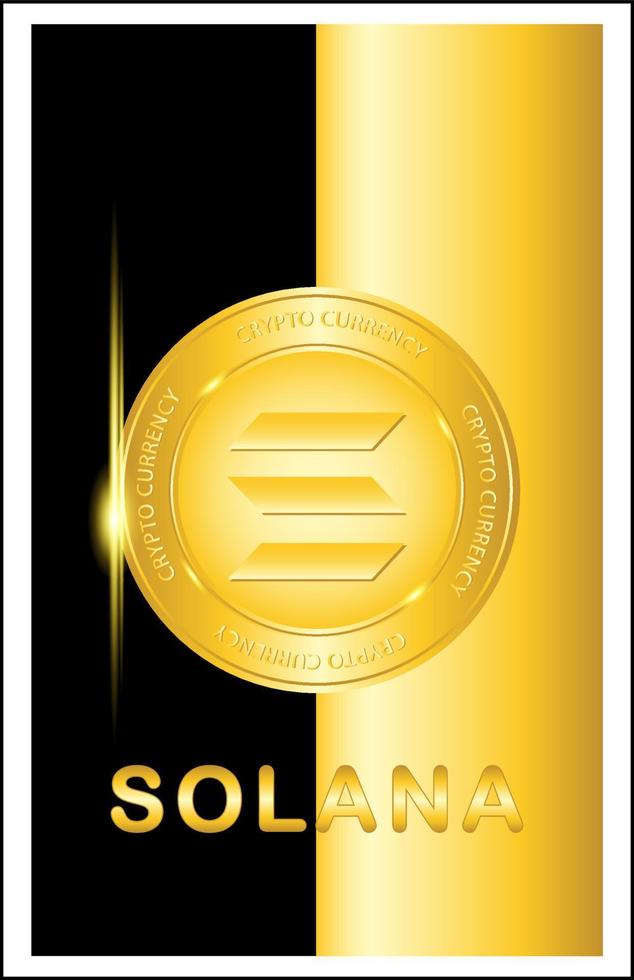 Solana crypto currency icon with black and gold colour vector