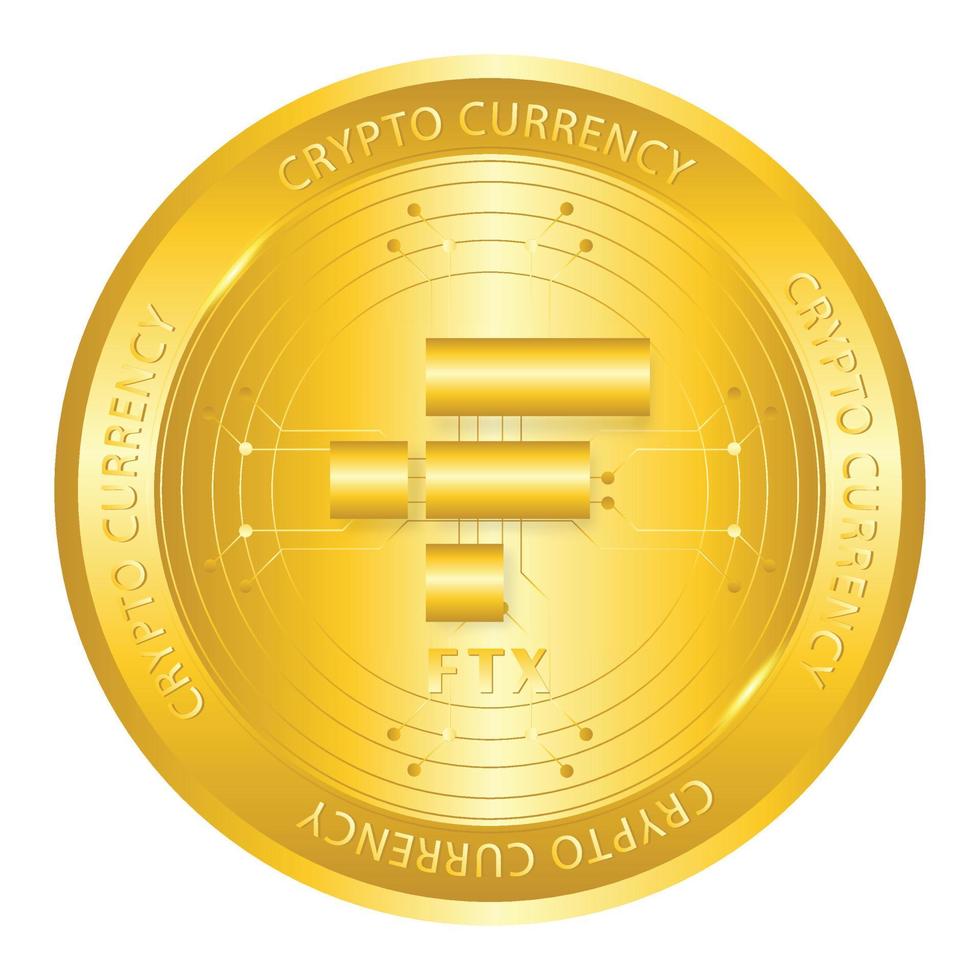 FTX token crypto currency. Cryptocurrency golden coin vector