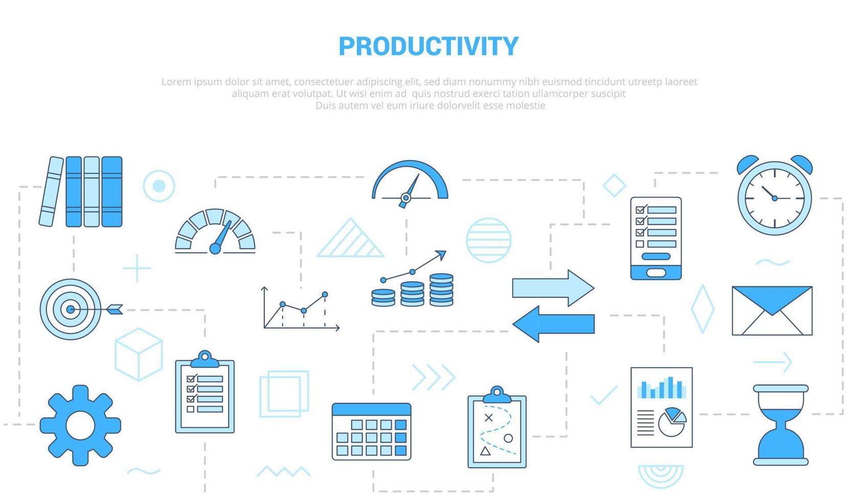 productivity concept with icon set template banner vector