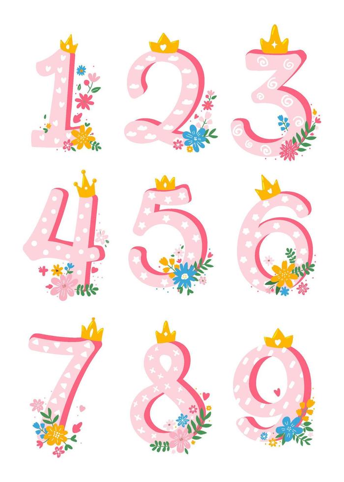 conjunto de lindos, dibujos animados, números femeninos del 1 al 10 con flores para invitación, plantilla de ón plana de vector. 3590742 Vector en Vecteezy conjunto de lindos, dibujos animados, números femeninos del 1 al 10 con flores para invitación, plantilla de ón plana de vector. 3590742 Vector en Vecteezy