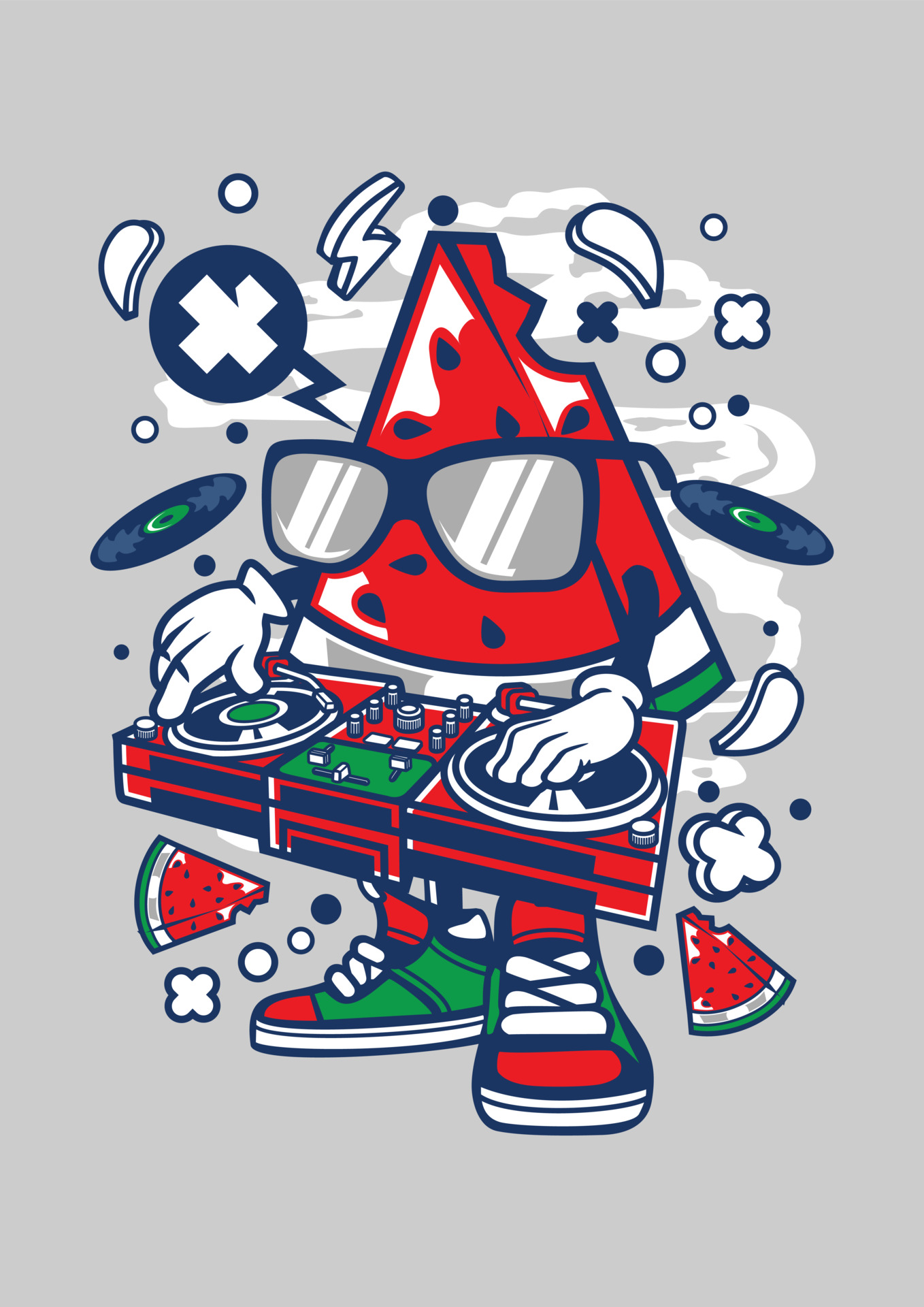 Funny Watermelon Dj 3590772 Vector Art at Vecteezy