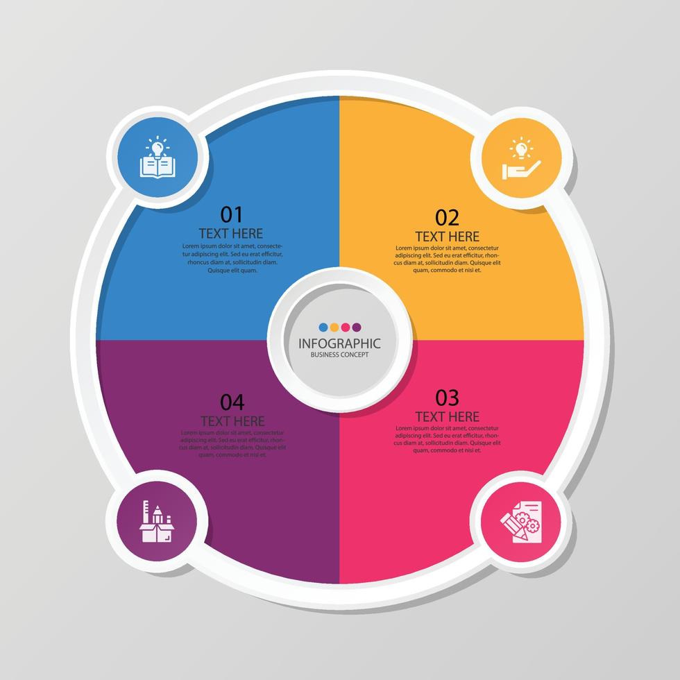 Basic circle infographic template with 4 steps. vector