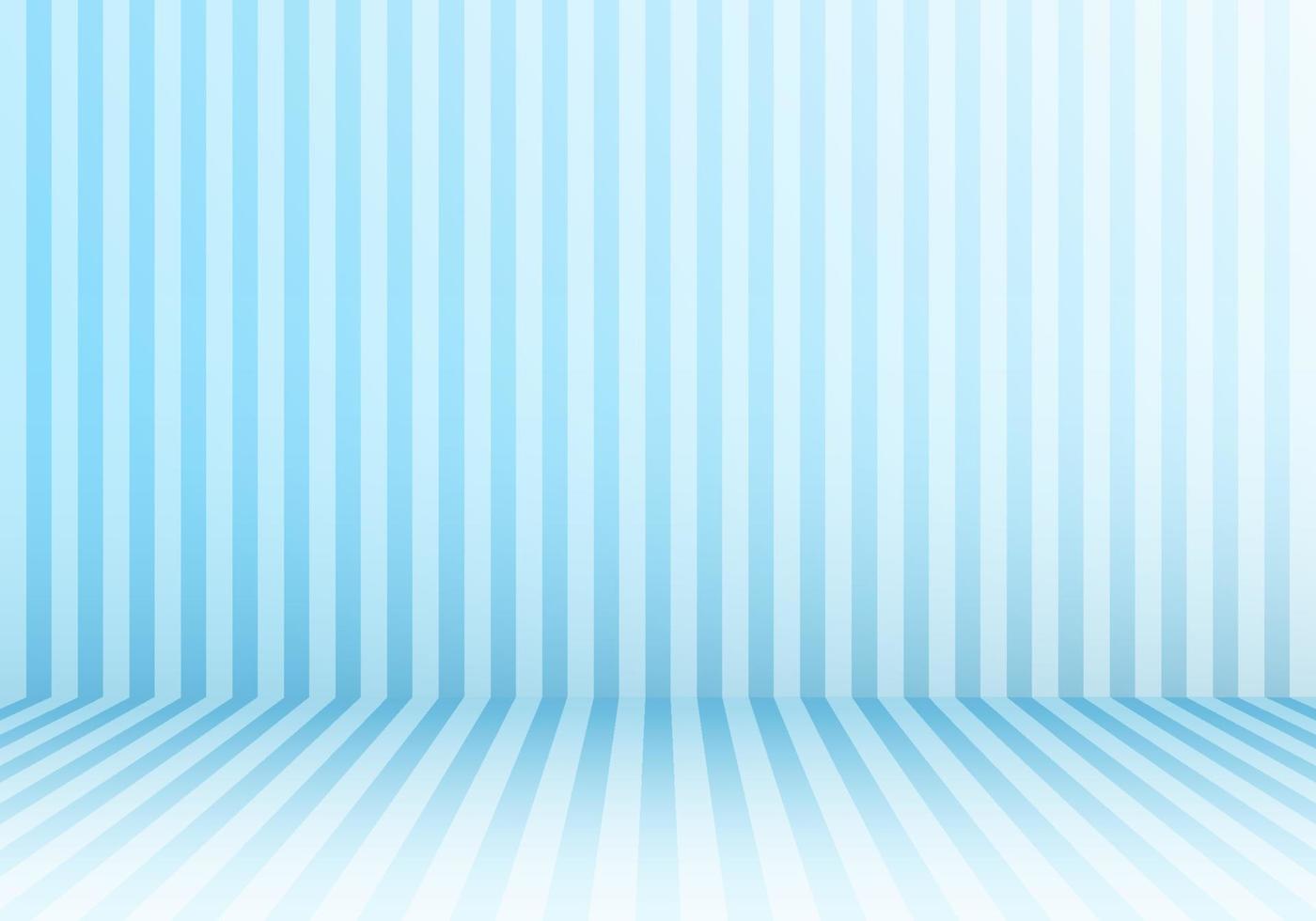 3D studio room abstract vertical lines striped candy blue perspective floor and background vector