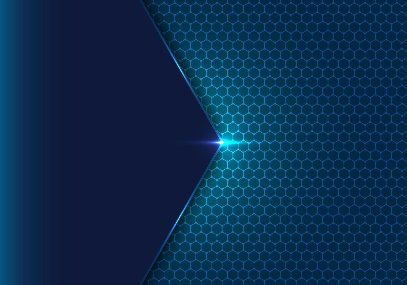 Abstract blue geometric hexagon with dot pattern and light ing effect technology concept background vector