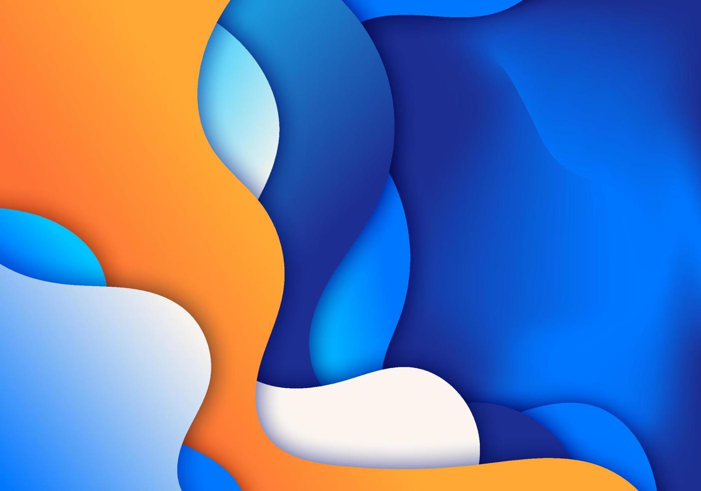 Abstract 3D blue wave or liquid gradient shapes background paper art style vector
