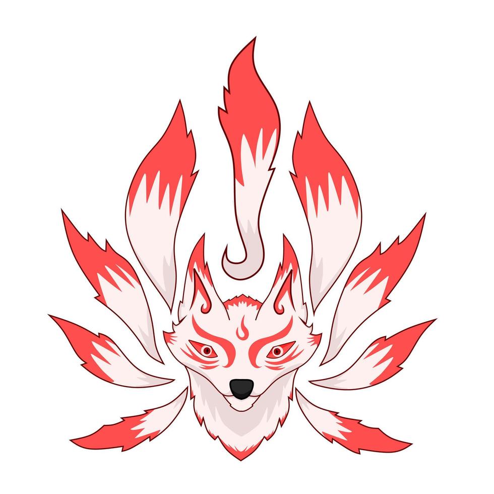 diseño de ilustración vectorial fox kitsune vector