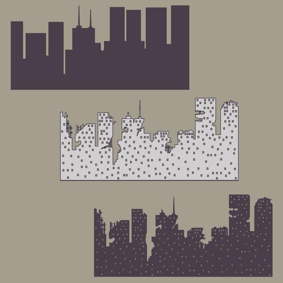 City Decay Silhouette vector