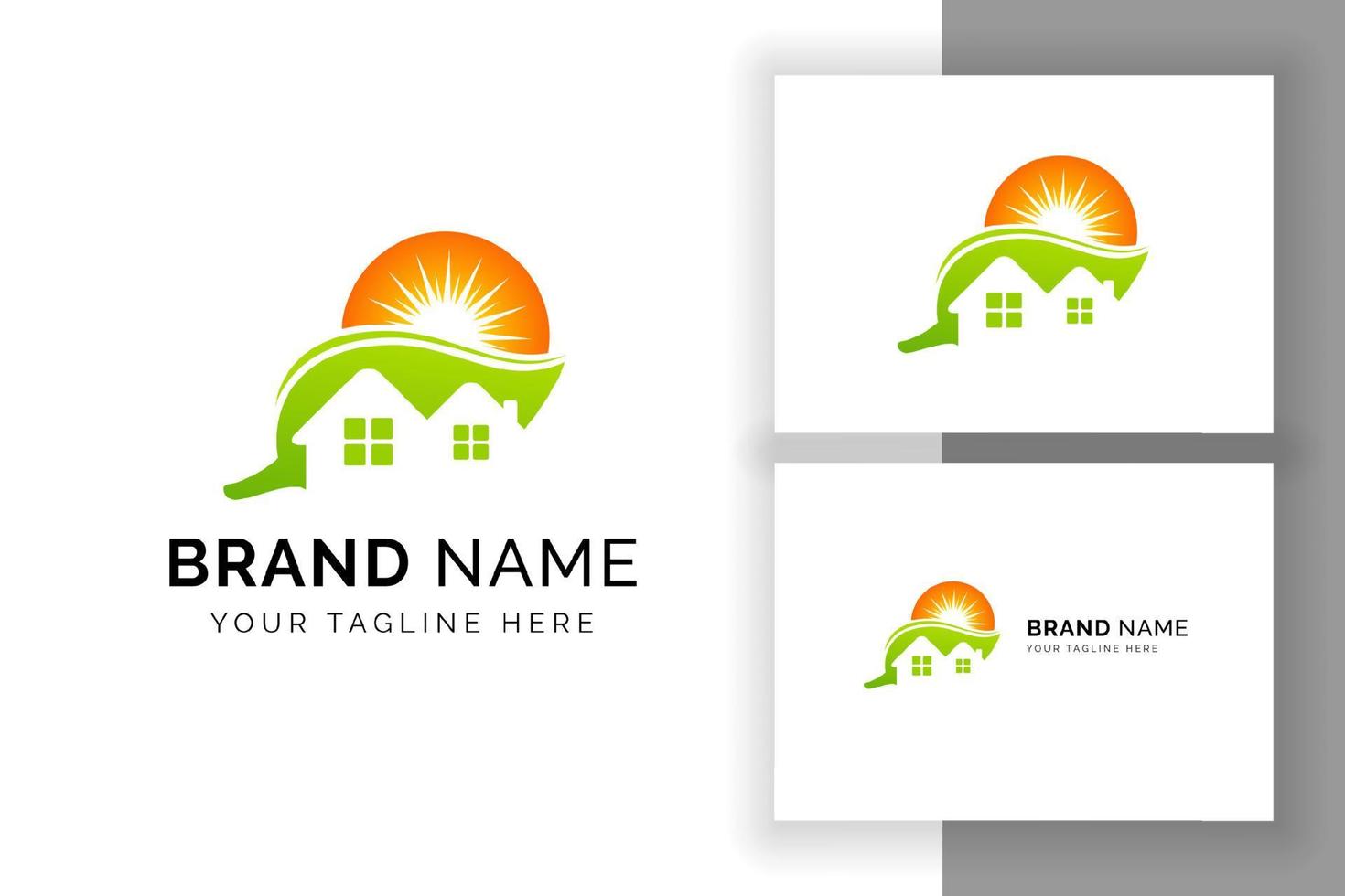 eco house logo design. Sun solar energy logo design template vector