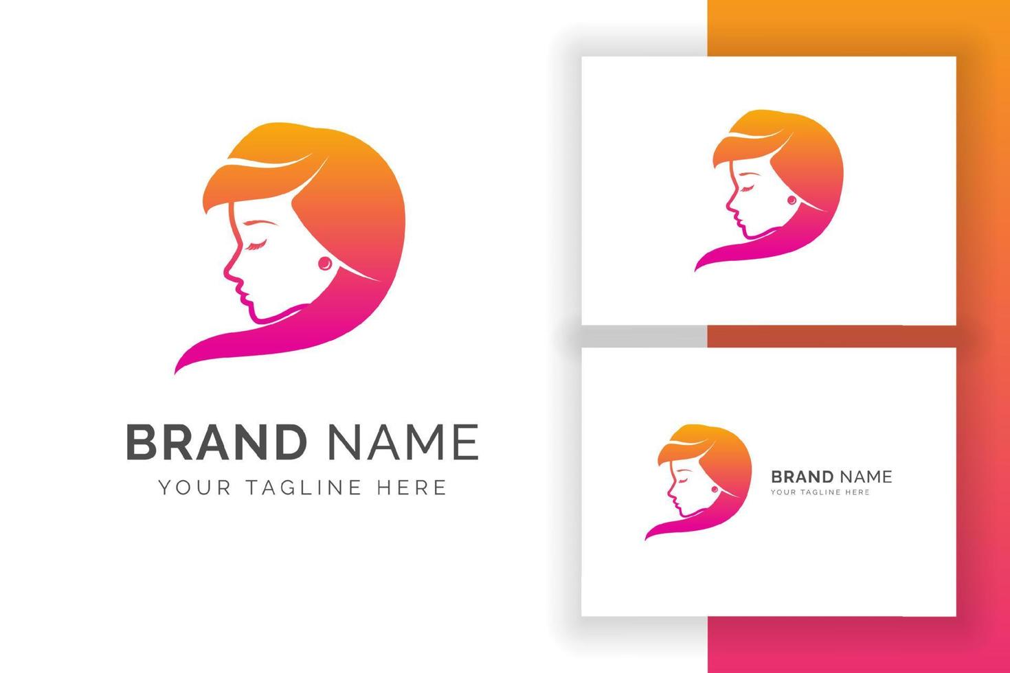 Women beauty logo template. Silhouette of women head. vector