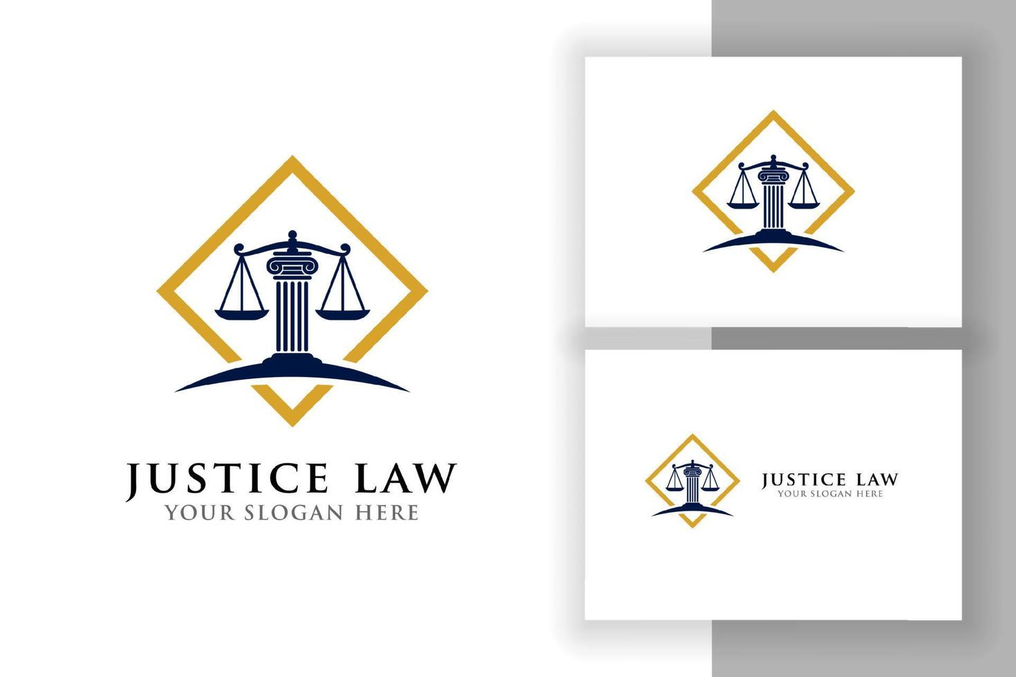 plantilla de diseño de logotipo de ley de justicia. diseño de vector de logo de abogado. escalas y pilar de la justicia vector illustration