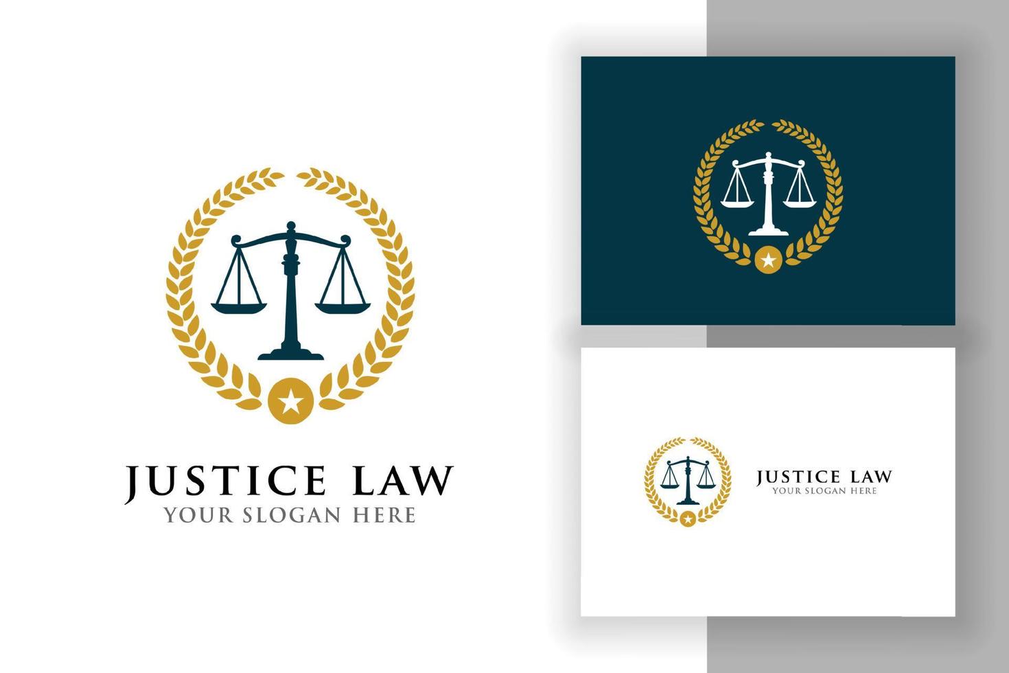 Plantilla de diseño de logotipo de insignia de ley de justicia con escalas ilustración vectorial vector