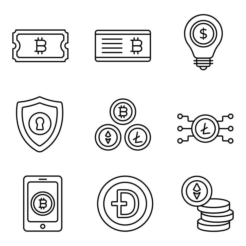 Cryptocurrency Line Icons Sets vector
