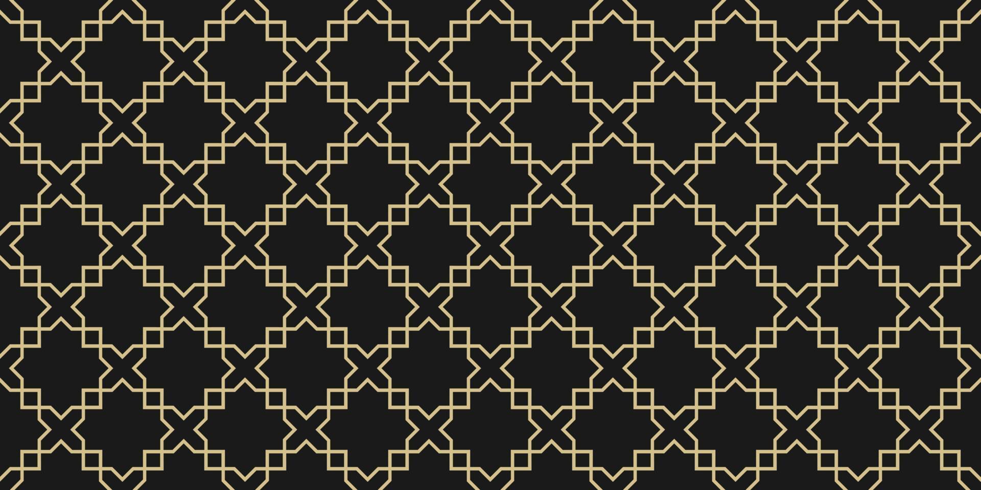 Arabic geometric seamless pattern,black and gold texture vector