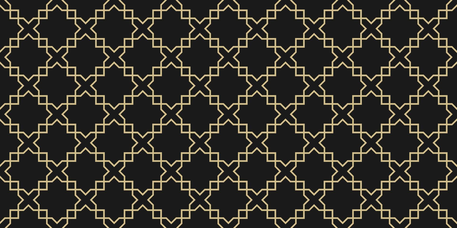 Arabic geometric seamless pattern,black and gold texture vector