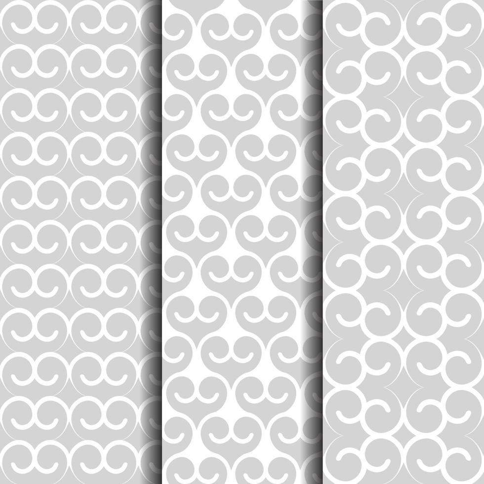 Arabic style, oriental patterns set, white and grey background with scroll ornaments vector
