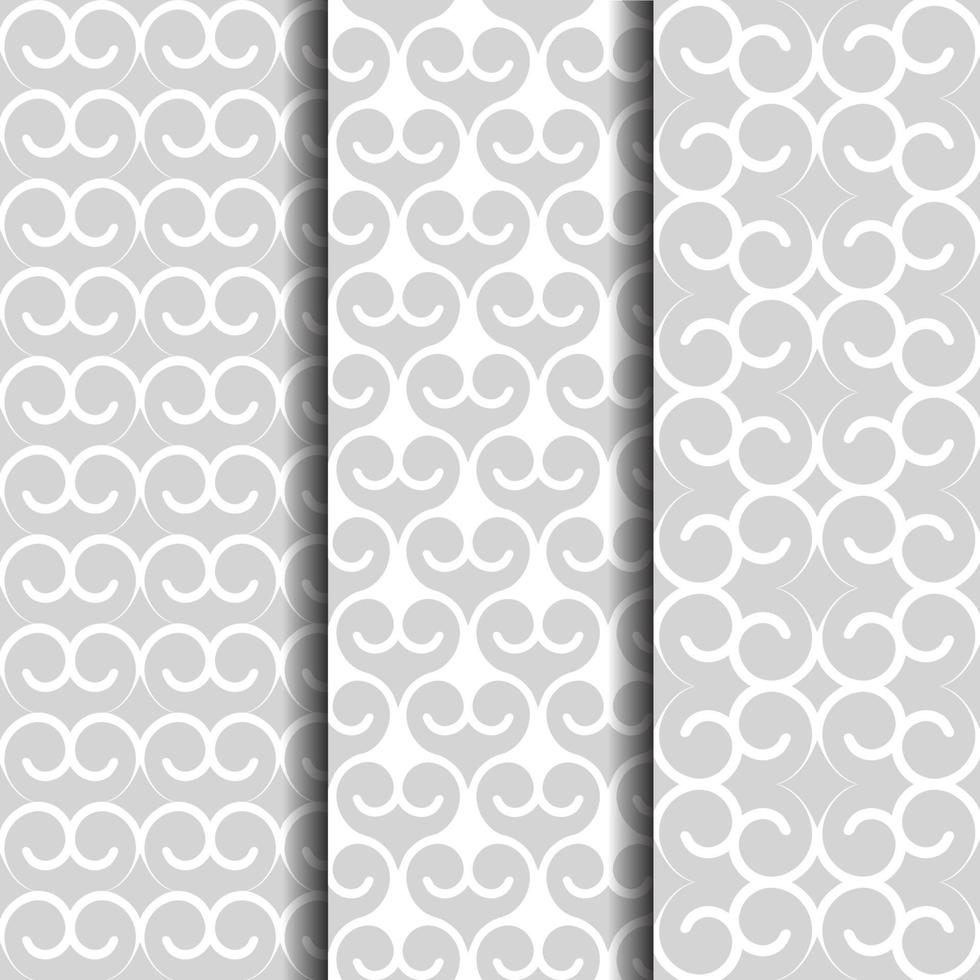 Arabic style, oriental patterns set, white and grey background with scroll ornaments vector