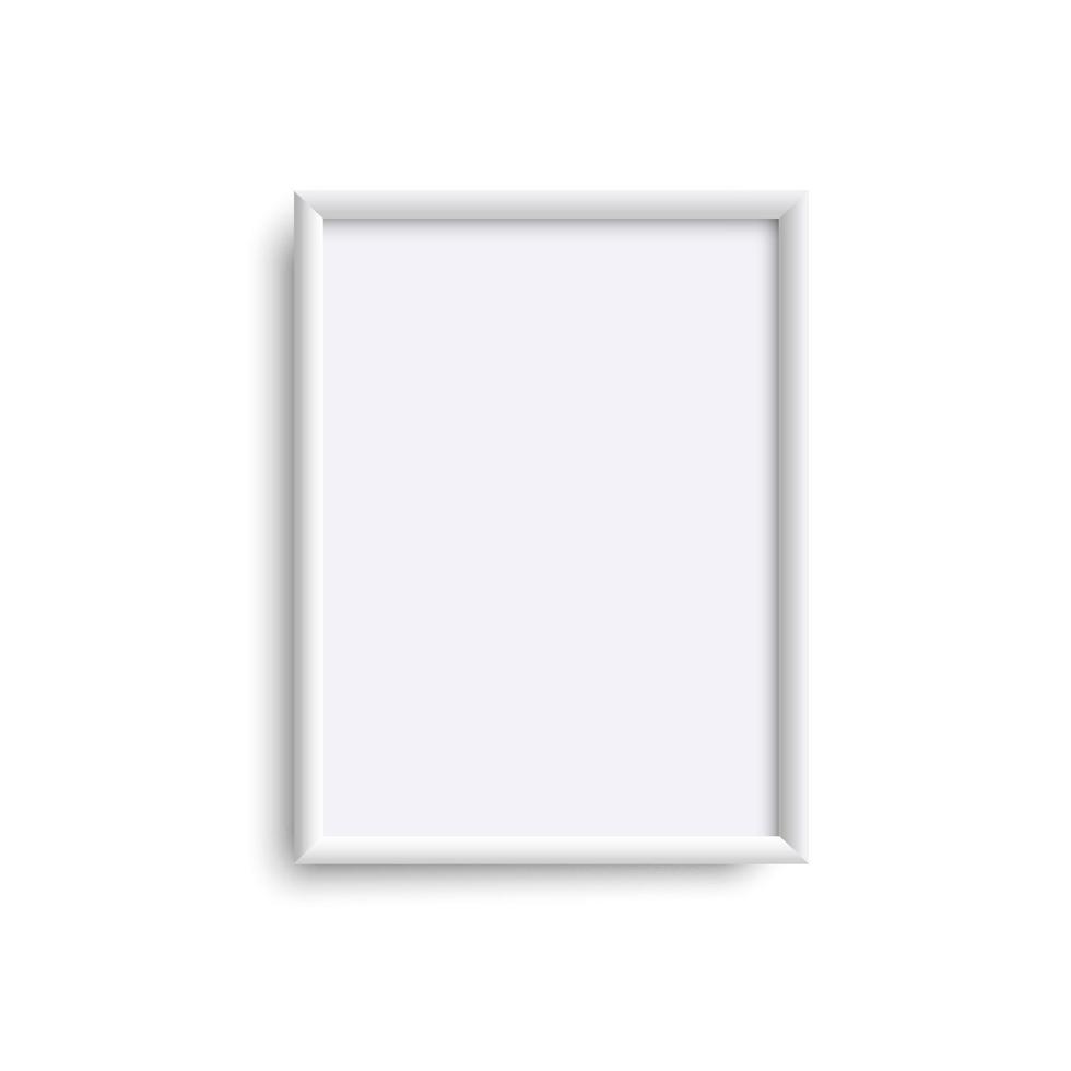 Blank vertical picture frame, realistic white vertical picture frame, A4 vector