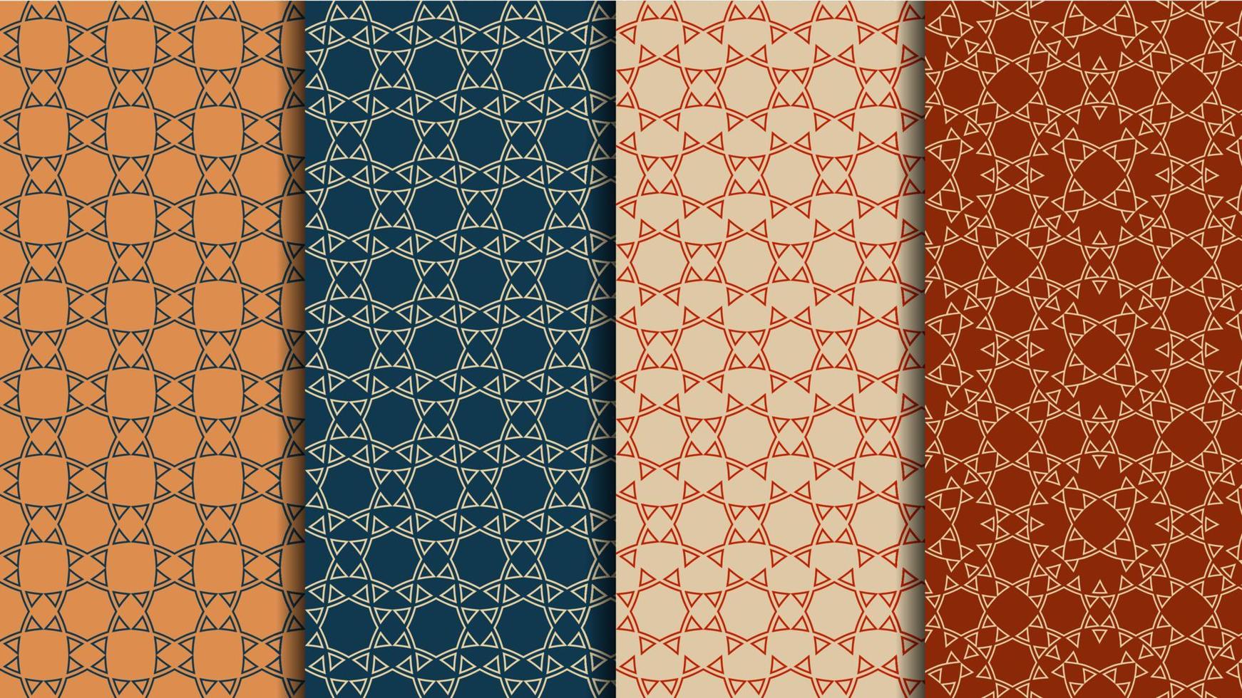 Ethnic seamless patterns vector set, geometric color backgrounds