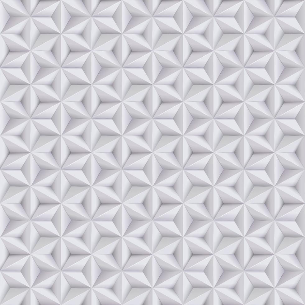 Abstract white, grey background, 3d paper seamless pattern with stars, geometric texture vector