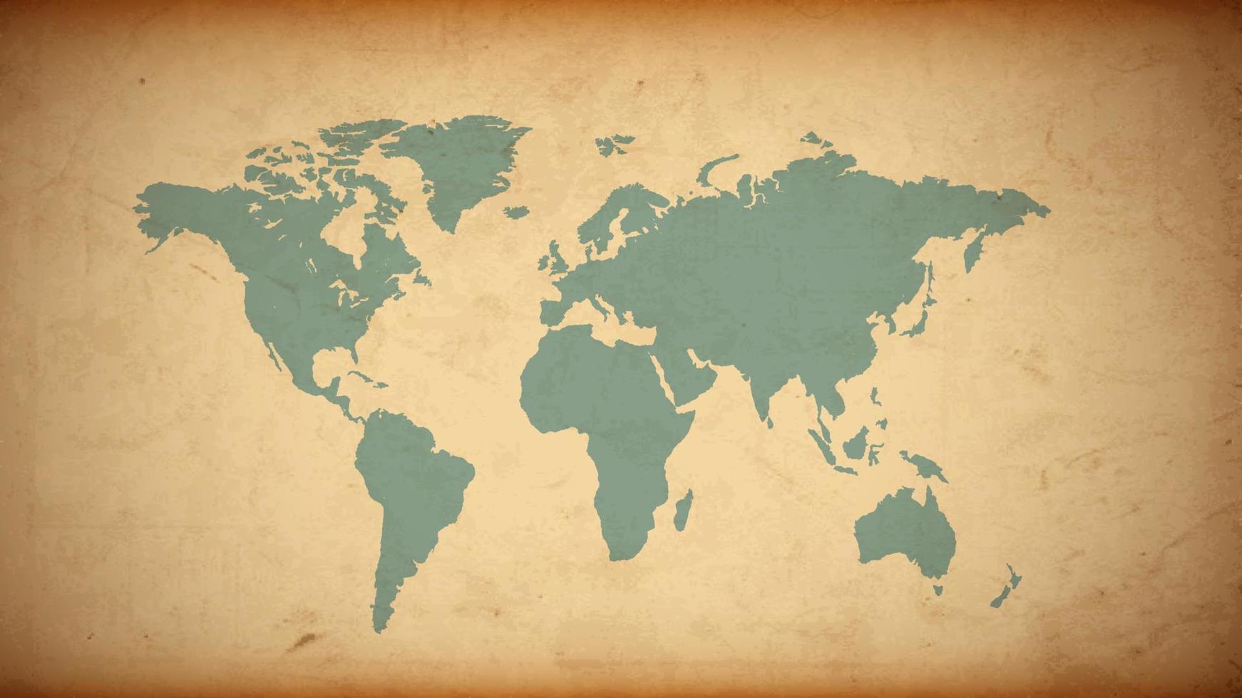 Grunge World map on old paper vector
