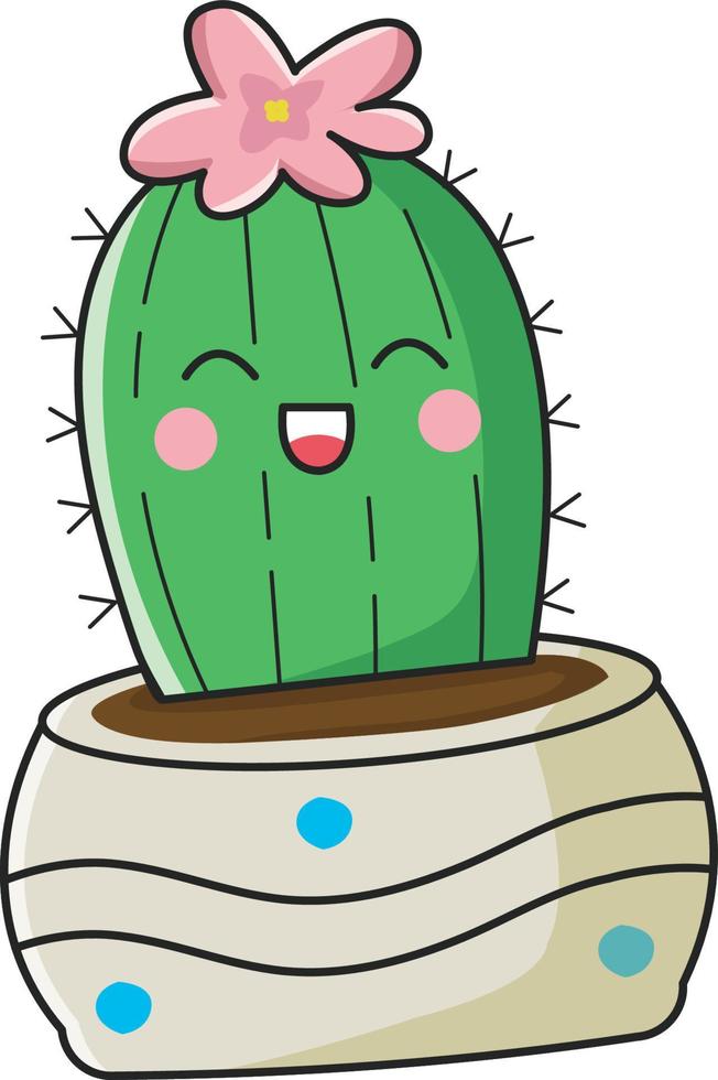 feliz sonriendo kawaii cactus vector