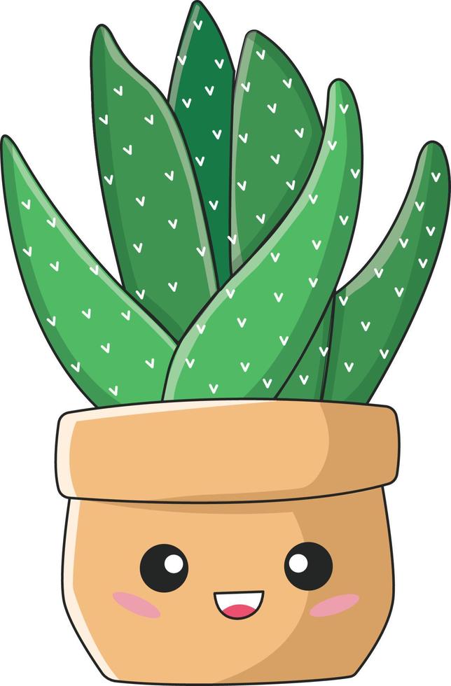 Happy Kawaii cactus vector