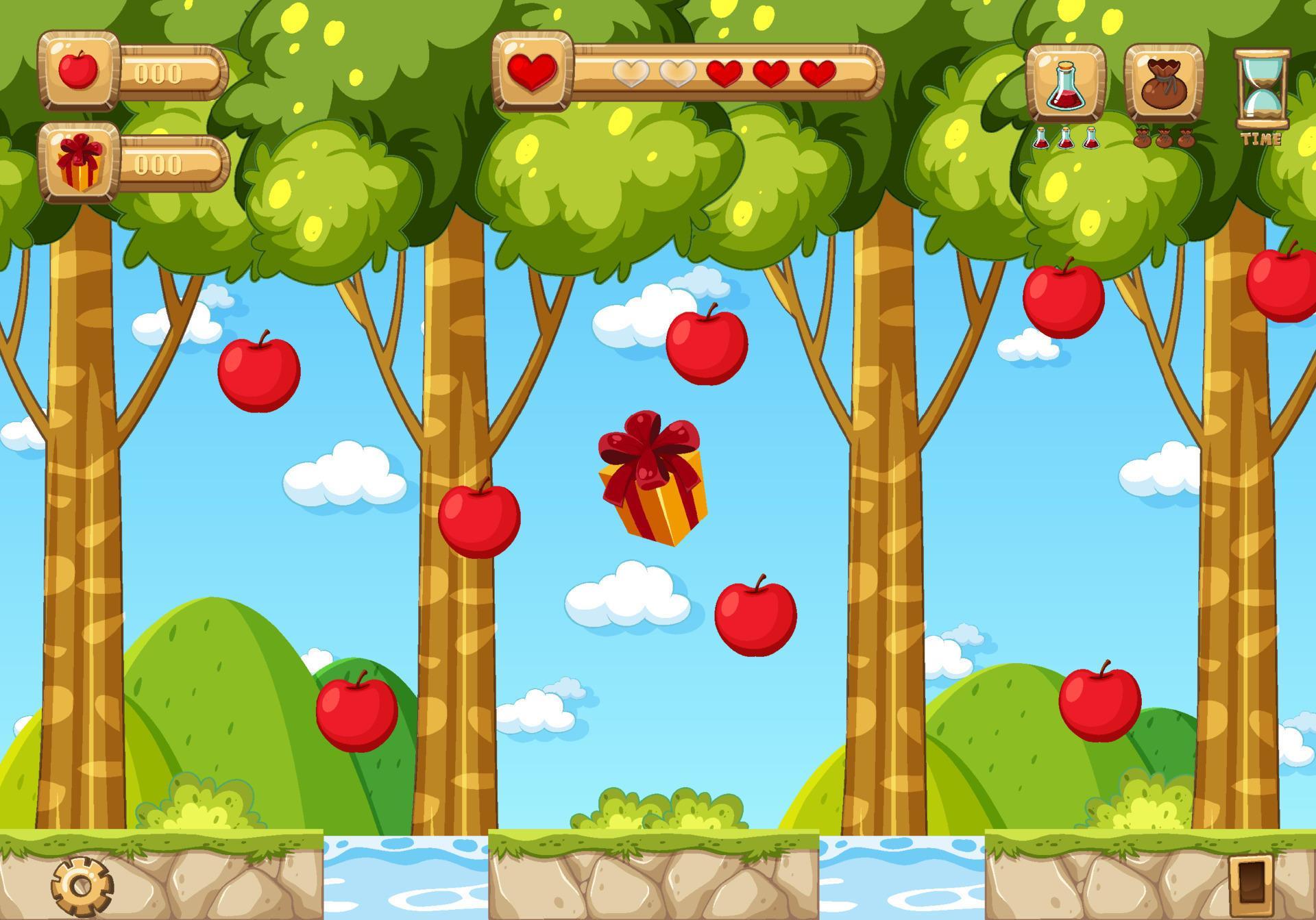 Collecting Apple Game Scene Template 3591524 Vector Art at Vecteezy