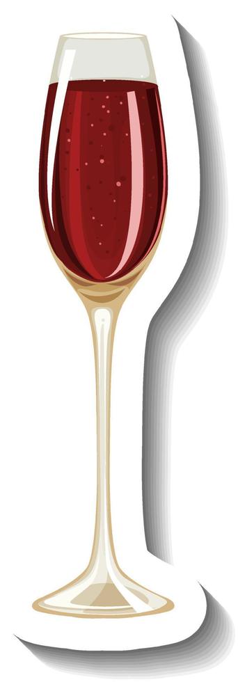 Red wine on glass sticker template vector