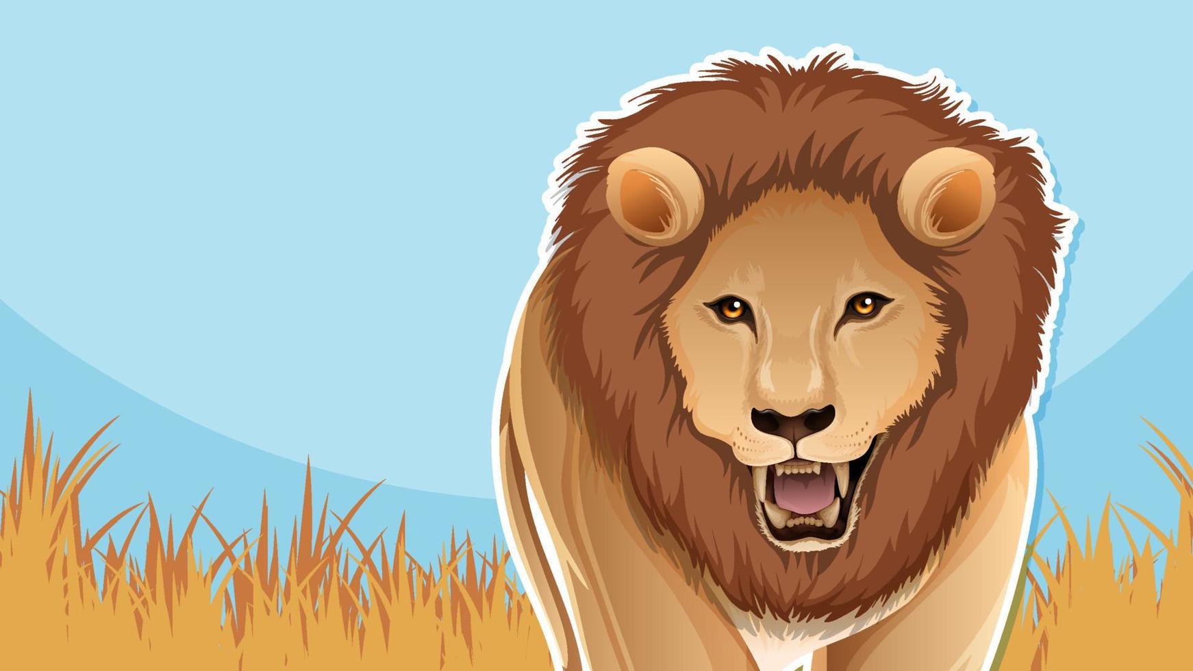 Thumbnail design with lion cartoon character vector