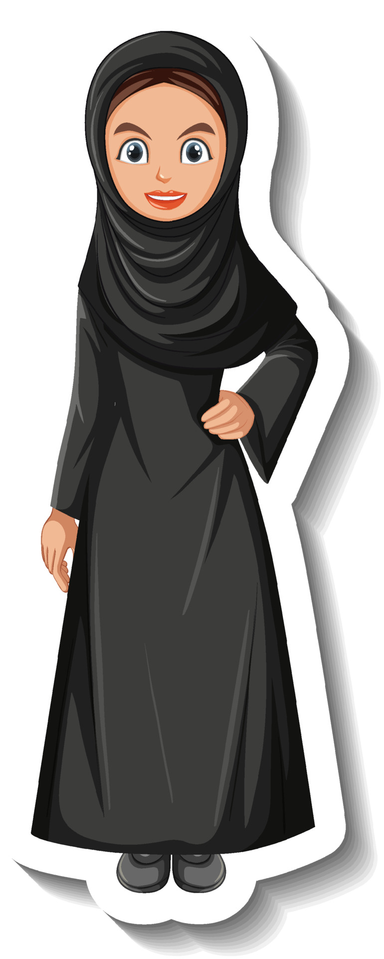 Muslim Woman Cartoon Character Sticker On White Background 3591561 Vector Art At Vecteezy Muslim Woman Cartoon Character Sticker On White Background 3591561 Vector Art At Vecteezy