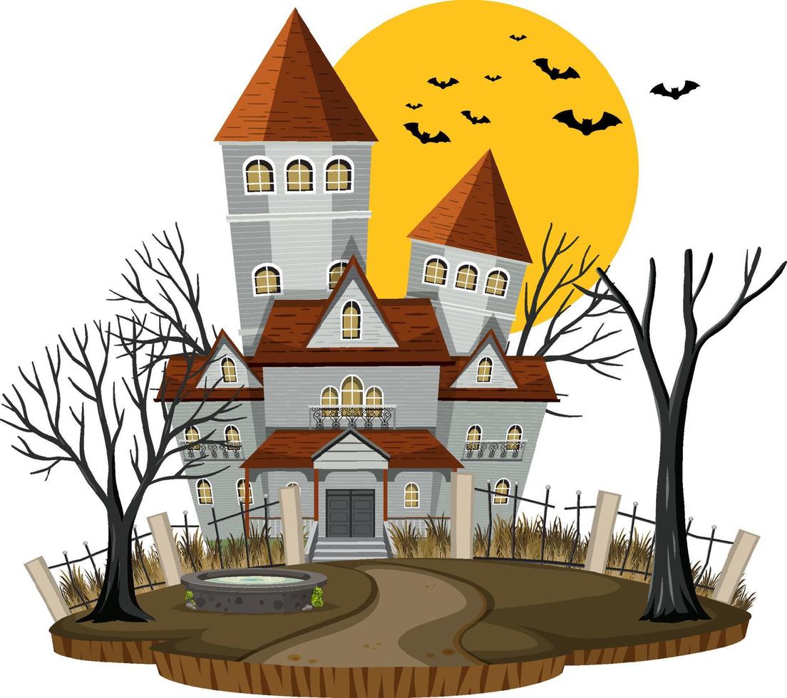 Halloween haunted house on white background vector