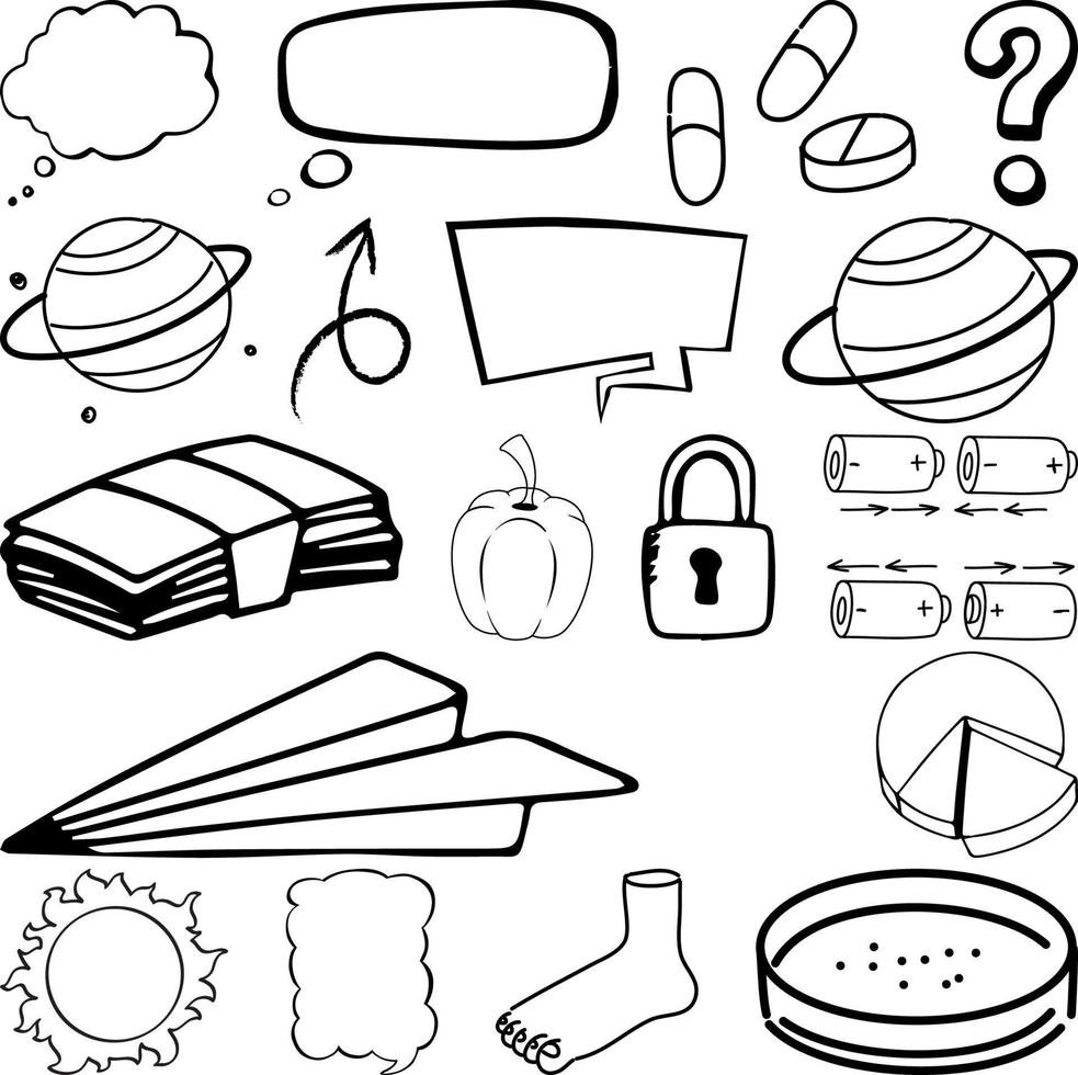 Set of item and symbol hand drawn doodle vector