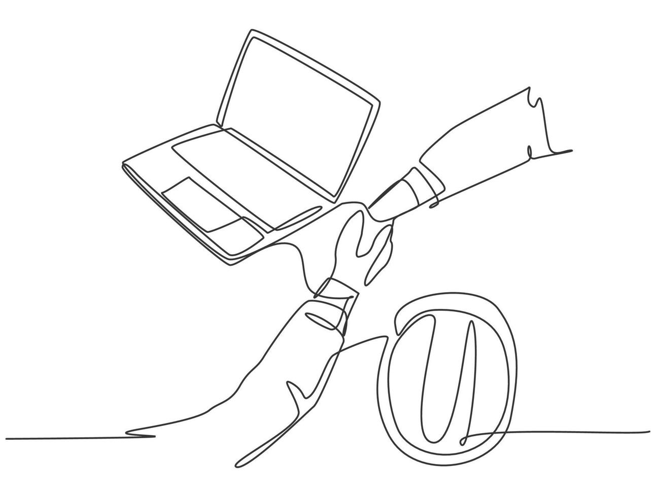 Continuous line drawing of young business man and architect deal big construction building project. Business agreement concept. Single line drawing design, graphic vector illustration