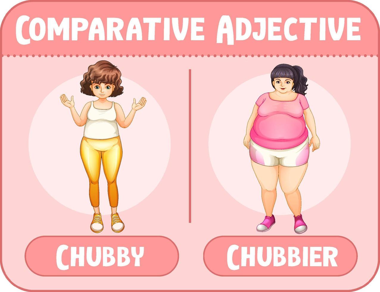 Comparative adjectives for word chubby vector