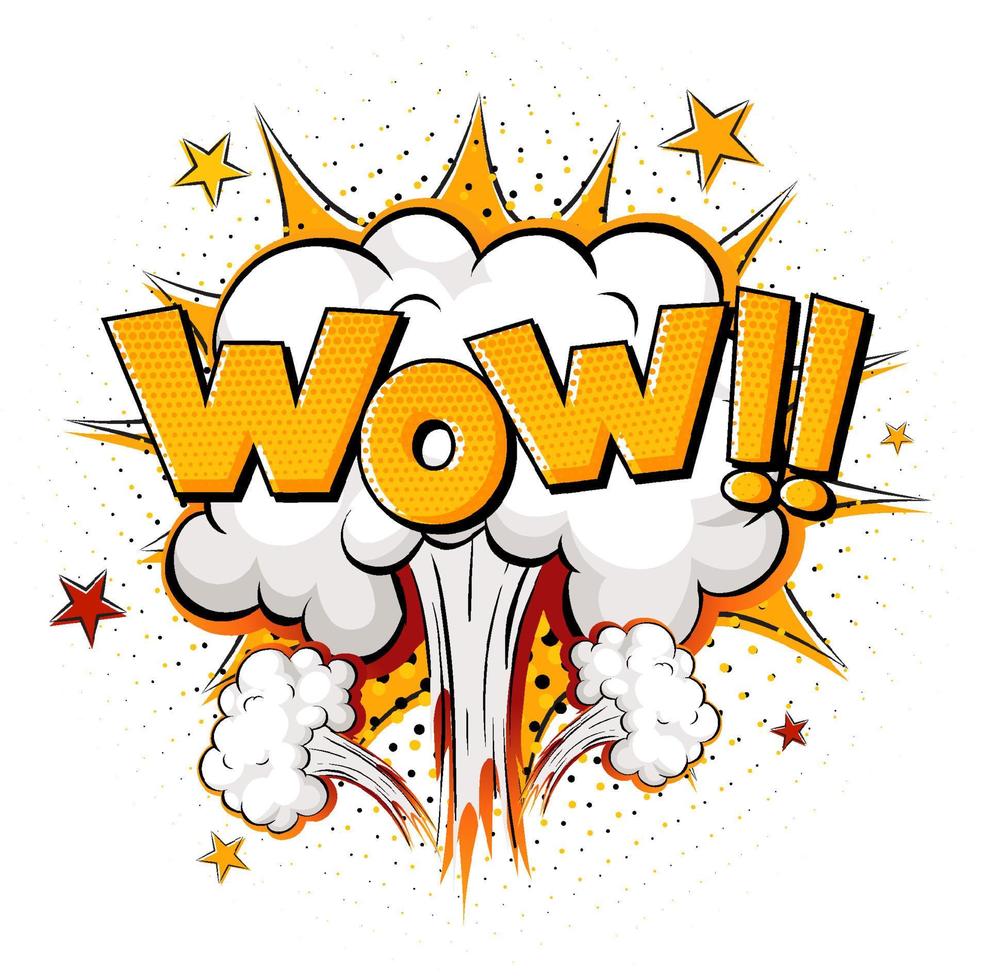 WOW word on bomb explosion isolated vector