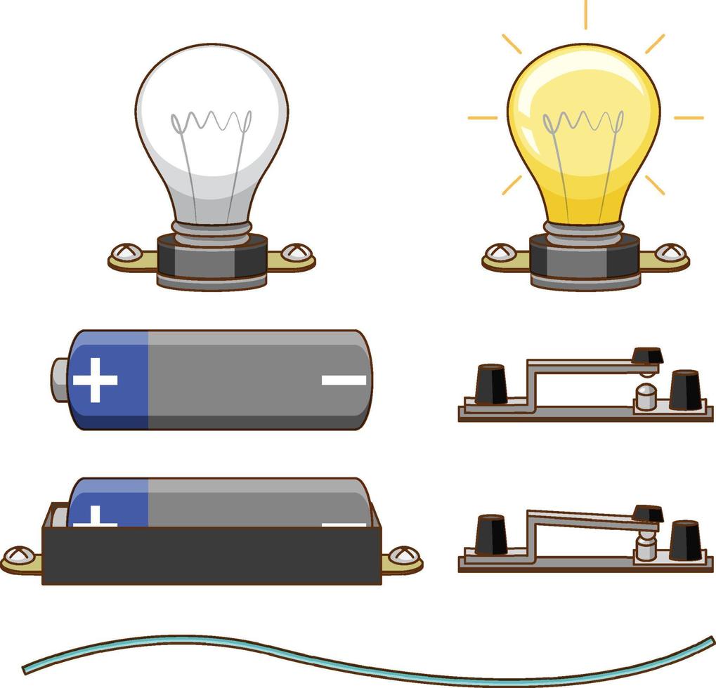 experimento científico de circuito eléctrico. vector