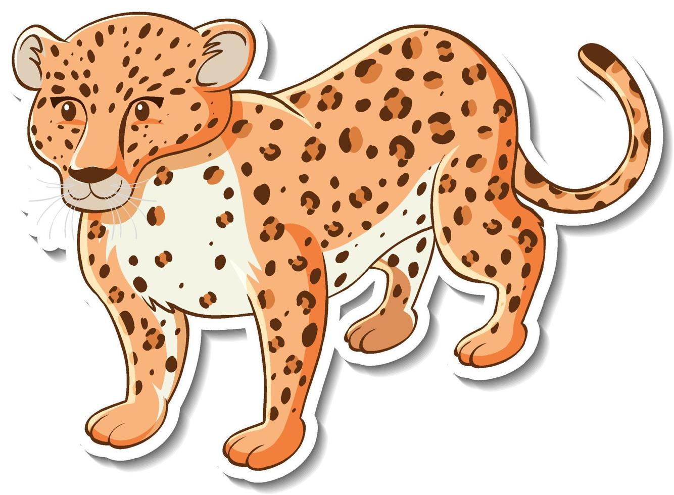 Sticker design with cute leopard isolated vector