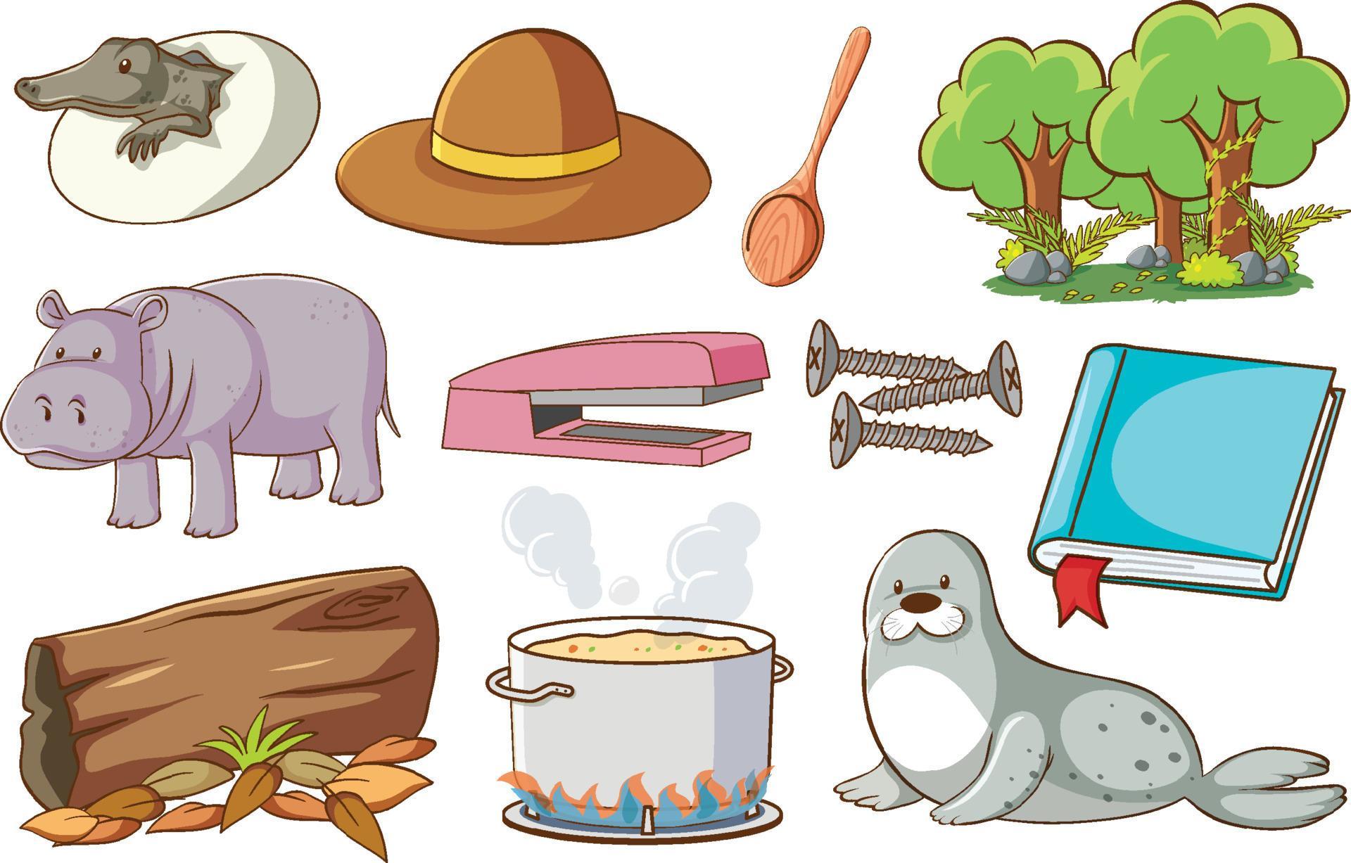 Set of various animals and objects 3591841 Vector Art at Vecteezy