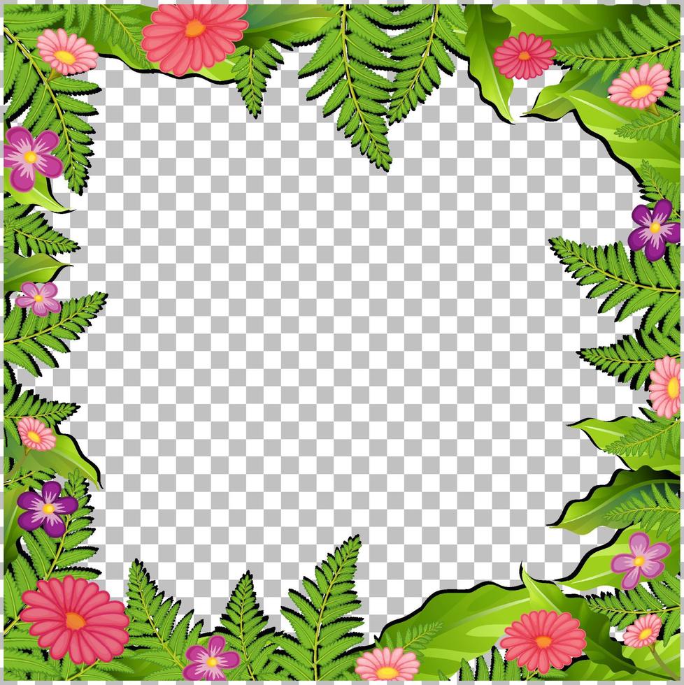Nature plants frame grid background vector