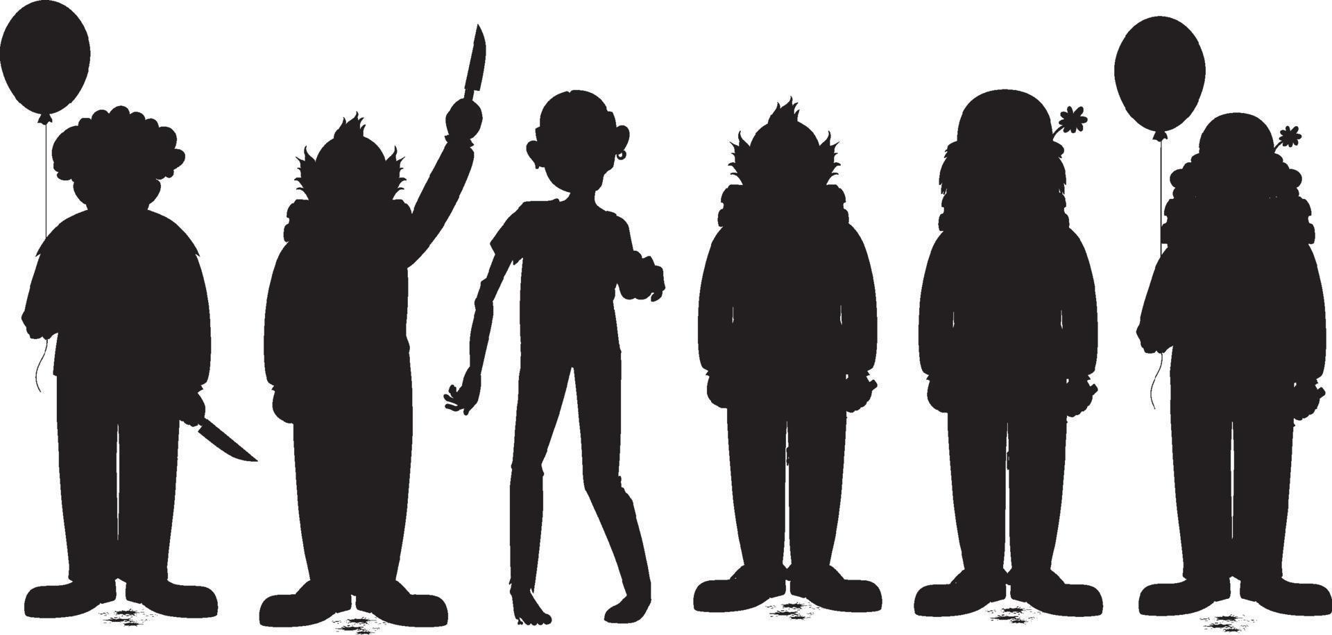 Set of halloween ghost character silhouettes vector