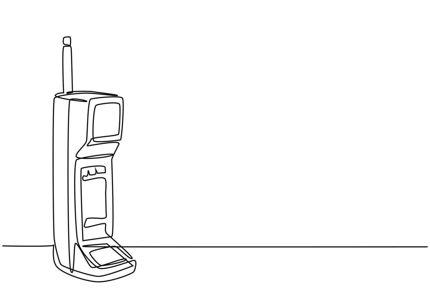 dibujo de línea continua única del antiguo teléfono celular retro. Teléfono móvil clásico vintage para comunicar el concepto de dibujo de una línea de diseño gráfico ilustración vectorial vector