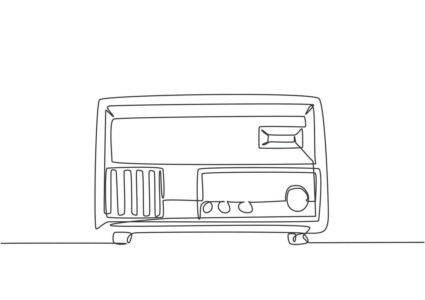 dibujo de línea continua única de radio analógica anticuada retro. concepto clásico de tecnología de radiodifusión vintage. Ilustración de vector gráfico de diseño de dibujo de una línea de reproductor de música