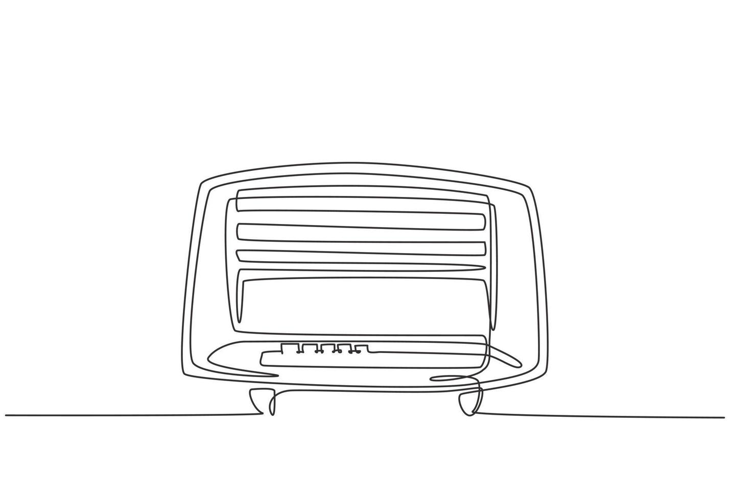 dibujo de línea continua única de radio analógica anticuada retro. concepto clásico de tecnología de radiodifusión vintage. Reproductor de música de moda una línea gráfica dibujar diseño ilustración vectorial vector