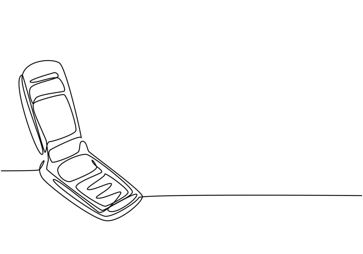 dibujo de línea continua única del viejo teléfono celular retro flip. Teléfono móvil clásico vintage para comunicar el concepto de una línea de diseño gráfico de dibujo ilustración vectorial vector