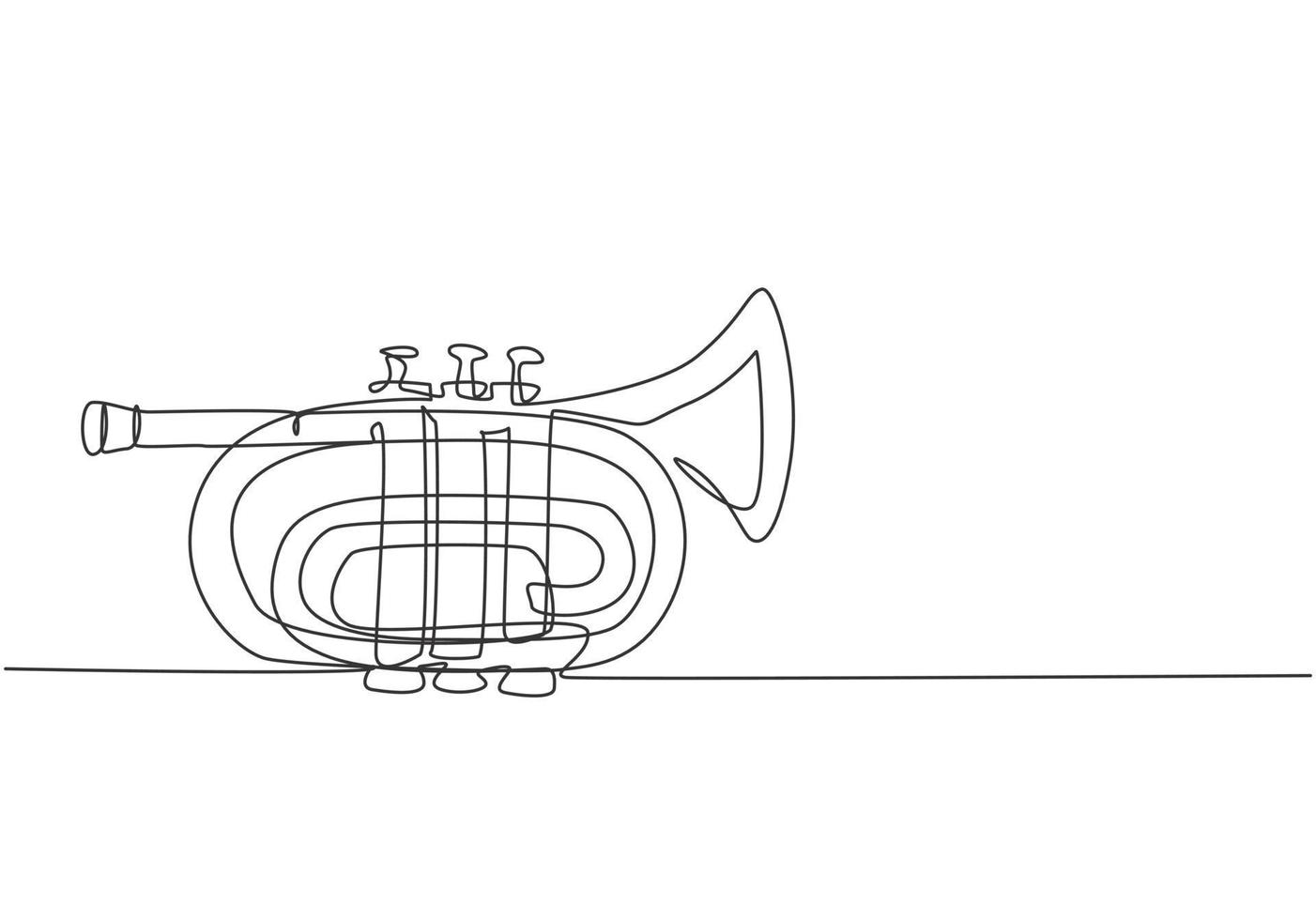 dibujo de una sola línea continua de trompeta de bolsillo. instrumentos de música de viento. Ilustración de vector gráfico de diseño de dibujo de una línea de concepto moderno
