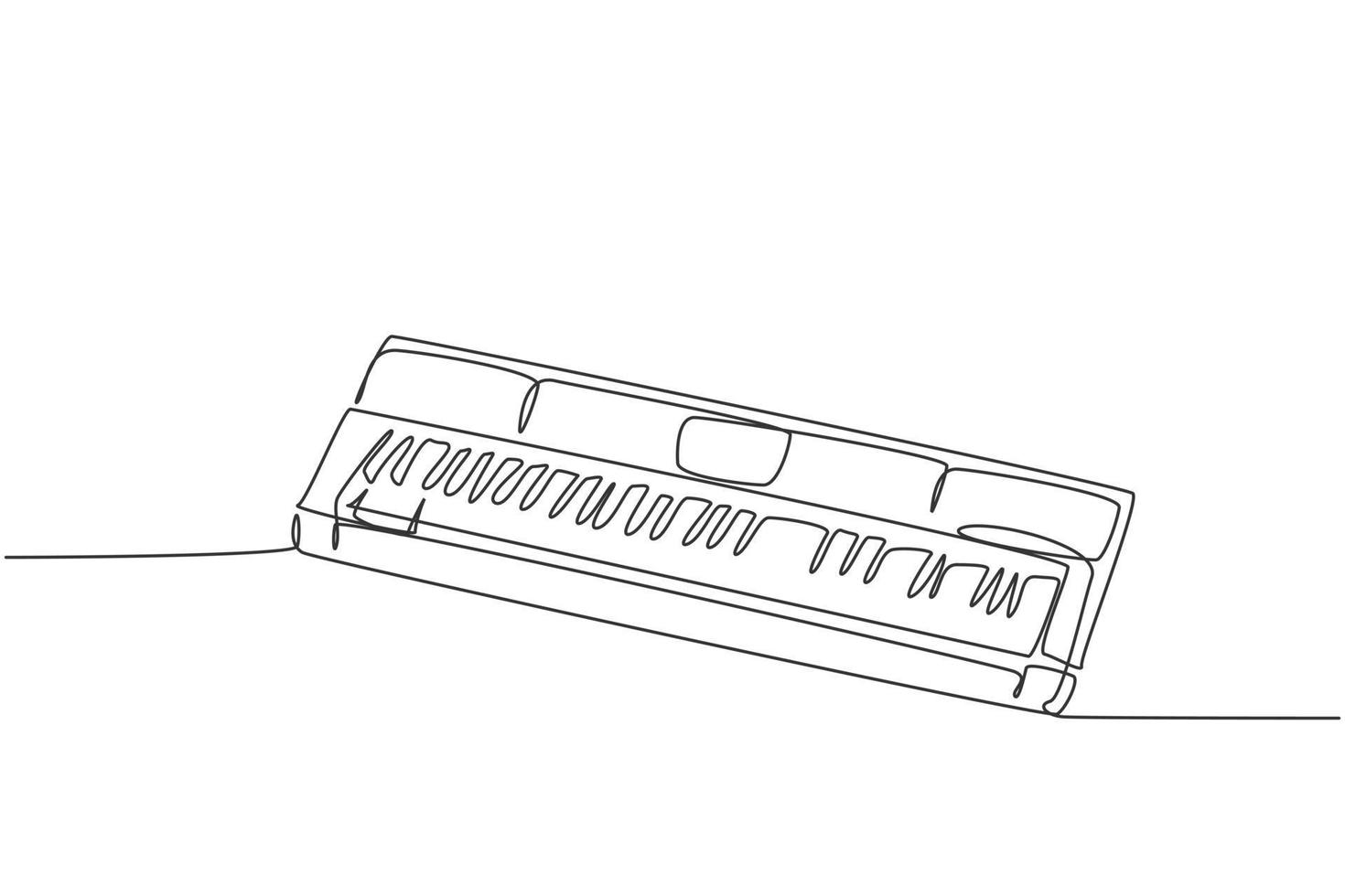Single continuous line drawing of electric synthesizer. Music instruments concept. Trendy one line draw design vector graphic illustration